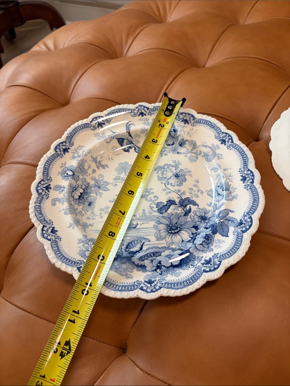 Blue Floral Scalloped Ceramic Dinner Plates - Set of 2 - Picture 5 of 6